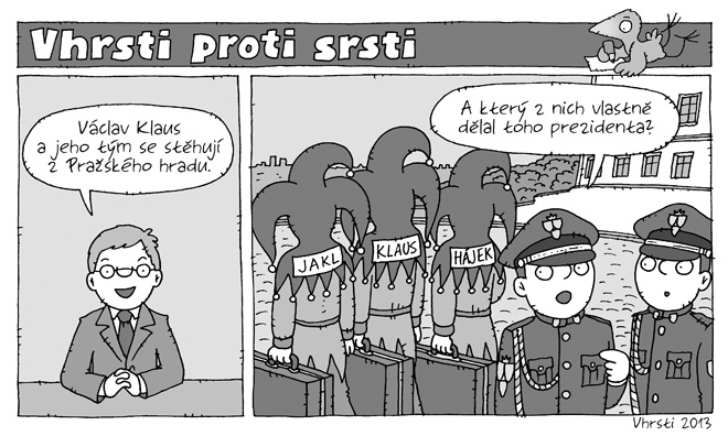 Politický komiks, komentář - Klaus se stěhuje z Hradu